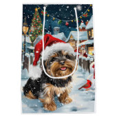 Biewer Terrier Hond Winter Wonderland Kerstvreugde Medium Cadeauzakje (Achterkant)