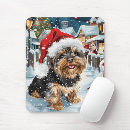 Biewer Terrier Hond Winter Wonderland Kerstvreugde Muismat (Met muis)