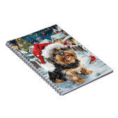 Biewer Terrier Hond Winter Wonderland Kerstvreugde Notitieboek (Rechterzijde)