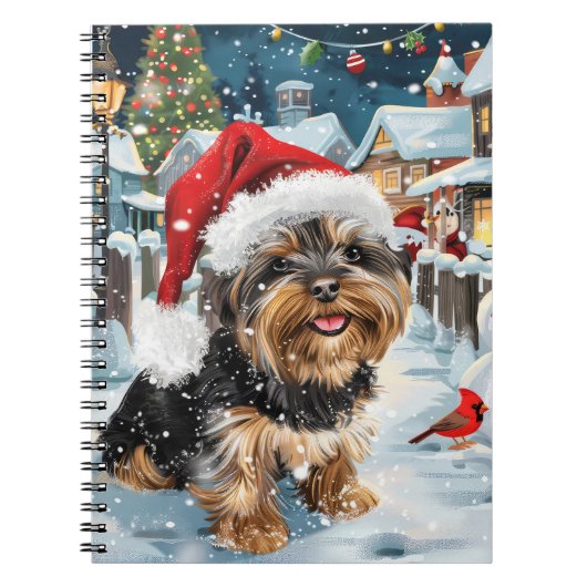 Biewer Terrier Hond Winter Wonderland Kerstvreugde Notitieboek (Voorkant)