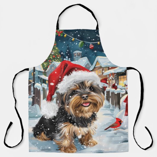 Biewer Terrier Hond Winter Wonderland Kerstvreugde Schort (Voorkant)