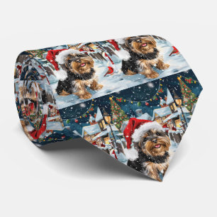 Biewer Terrier Hond Winter Wonderland Kerstvreugde Stropdas