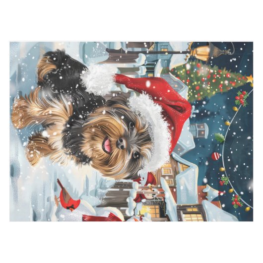 Biewer Terrier Hond Winter Wonderland Kerstvreugde Tafelkleed (Voorkant (Horizontaal))