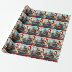Biewer Terrier Honden Achtbaan Kerst Cadeaupapier