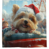 Biewer Terrier Honden Achtbaan Kerst Douchegordijn (Voorkant)