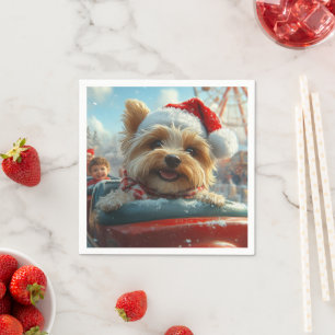 Biewer Terrier Honden Achtbaan Kerst  Servet
