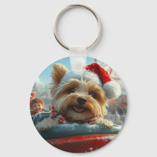Biewer Terrier Honden Achtbaan Kerst  Sleutelhanger