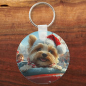 Biewer Terrier Honden Achtbaan Kerst Sleutelhanger (Achterkant)