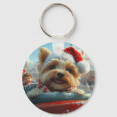 Biewer Terrier Honden Achtbaan Kerst Sleutelhanger (Achterkant)