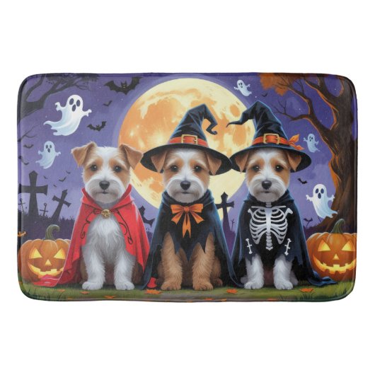 Biewer Terrier Honden Pompoen Halloween Grappig Badmat (Voorkant)