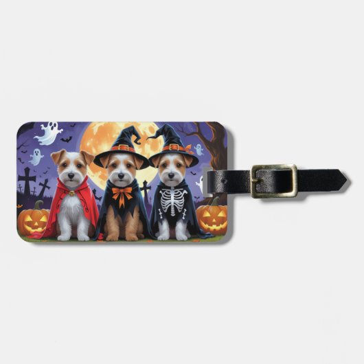 Biewer Terrier Honden Pompoen Halloween Grappig Bagagelabel (Voorkant horizontaal)