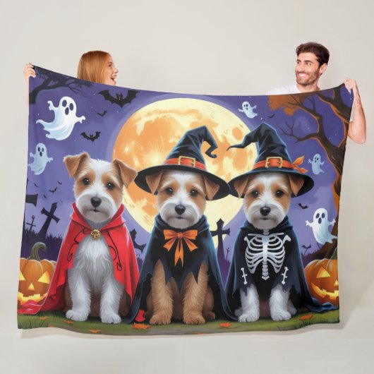 Biewer Terrier Honden Pompoen Halloween Grappig Fleece Deken (In situ)