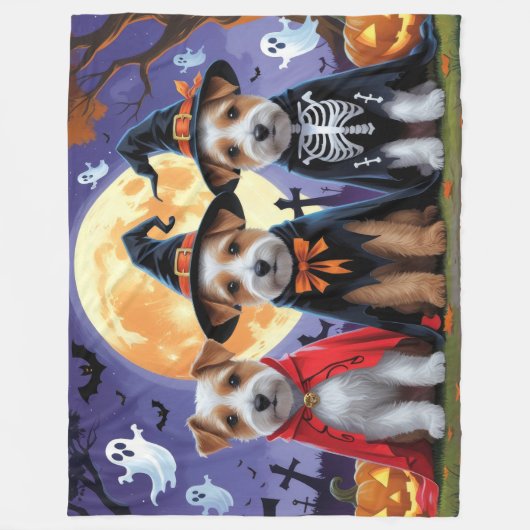 Biewer Terrier Honden Pompoen Halloween Grappig Fleece Deken (Voorkant)