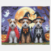 Biewer Terrier Honden Pompoen Halloween Grappig Fleece Deken (Voorkant (Horizontaal))