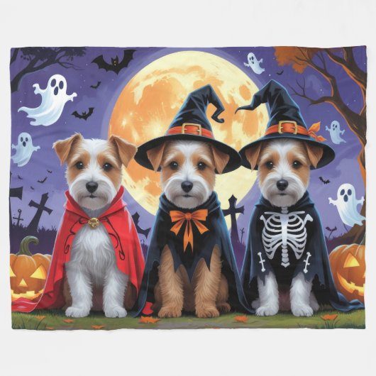 Biewer Terrier Honden Pompoen Halloween Grappig Fleece Deken (Voorkant (Horizontaal))