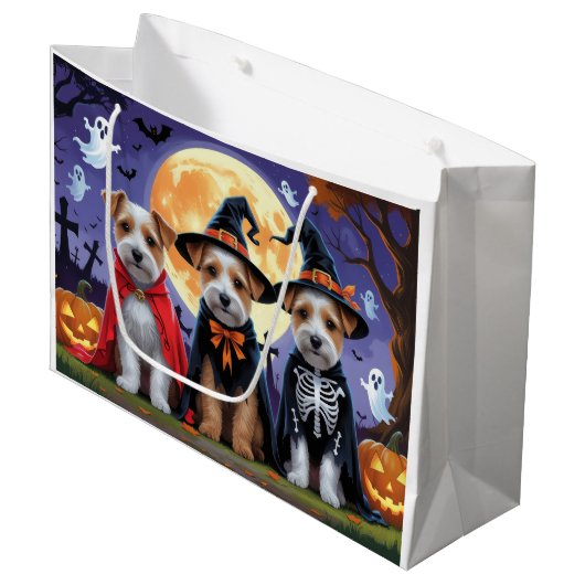 Biewer Terrier Honden Pompoen Halloween Grappig Groot Cadeauzakje (Voorkant Gekanteld)