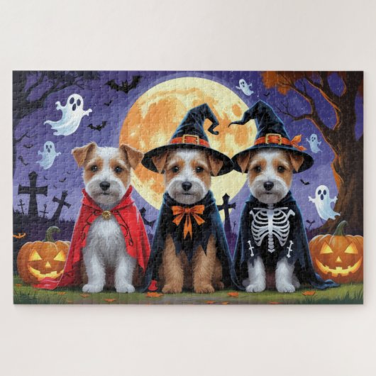 Biewer Terrier Honden Pompoen Halloween Grappig Legpuzzel (Horizontaal)
