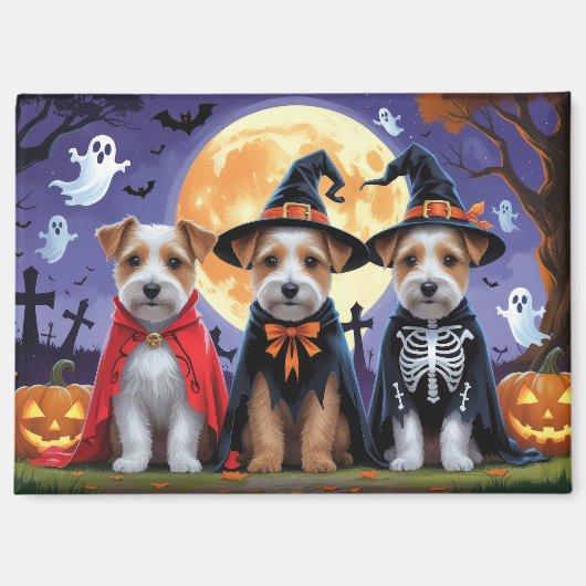 Biewer Terrier Honden Pompoen Halloween Grappig Magneet (Voorkant)