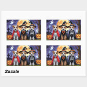 Biewer Terrier Honden Pompoen Halloween Grappig Rechthoekige Sticker (Vel)