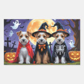 Biewer Terrier Honden Pompoen Halloween Grappig Rechthoekige Sticker (Voorkant)