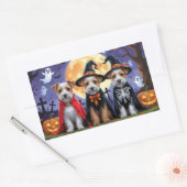 Biewer Terrier Honden Pompoen Halloween Grappig Rechthoekige Sticker (Envelop)