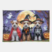 Biewer Terrier Honden Pompoen Halloween Grappig Theedoek (Horizontaal)
