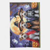 Biewer Terrier Honden Pompoen Halloween Grappig Theedoek (Verticaal)