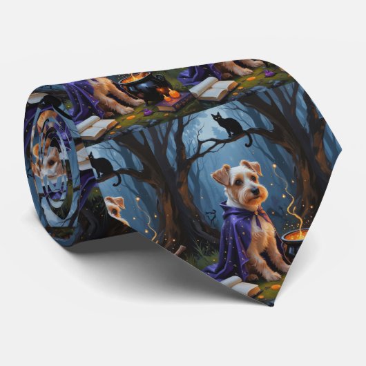 Biewer Terrier Honden Schattige Halloween Schilder Stropdas (Opgerold)