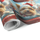 Biewer Terrier Hondenroller Onderzetter Kerst Cadeaupapier (Rol Hoek)