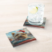 Biewer Terrier Hondenroller Onderzetter Kerst Glazen Onderzetter (Schuin)