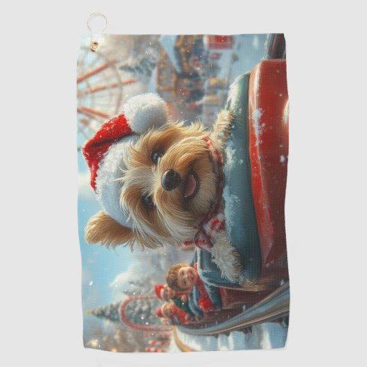 Biewer Terrier Hondenroller Onderzetter Kerst Golfhanddoek (Voorkant)