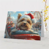 Biewer Terrier Hondenroller Onderzetter Kerst Kaart (Gele Bloem)