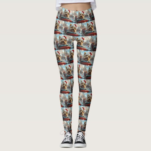 Biewer Terrier Hondenroller Onderzetter Kerst Leggings (Voorkant)