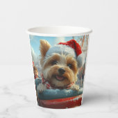 Biewer Terrier Hondenroller Onderzetter Kerst Papieren Bekers (Achterkant)