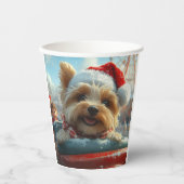 Biewer Terrier Hondenroller Onderzetter Kerst Papieren Bekers (Voorkant)