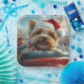 Biewer Terrier Hondenroller Onderzetter Kerst Papieren Bordje (Feest)