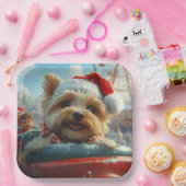 Biewer Terrier Hondenroller Onderzetter Kerst Papieren Bordje (Feest)