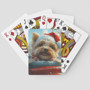 Biewer Terrier Hondenroller Onderzetter Kerst Pokerkaarten