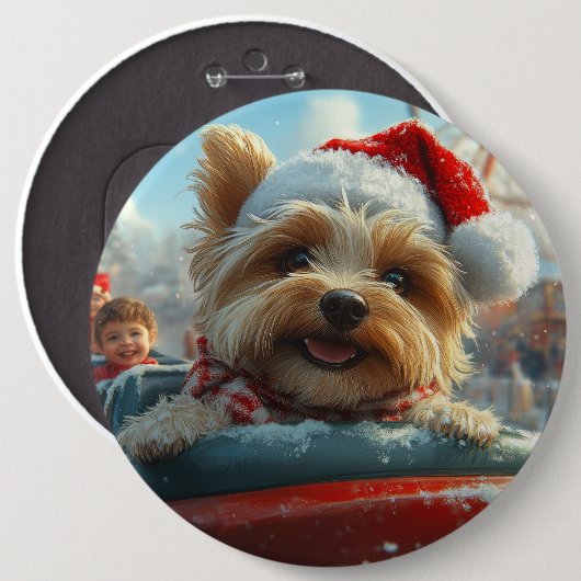 Biewer Terrier Hondenroller Onderzetter Kerst Ronde Button 6,0 Cm (Voorkant /achterkant)