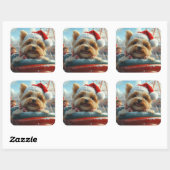 Biewer Terrier Hondenroller Onderzetter Kerst Vierkante Sticker (Vel)