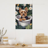 Biewer Terrier in badkuip poster, grappige hond Poster (Keuken)