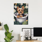 Biewer Terrier In Bathtub Poster, Funny Dog Poster (Thuiskantoor)