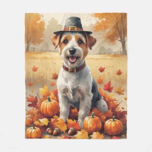 Biewer Terrier in de herfst verlaat Thanksgiving k Fleece Deken (Voorkant)