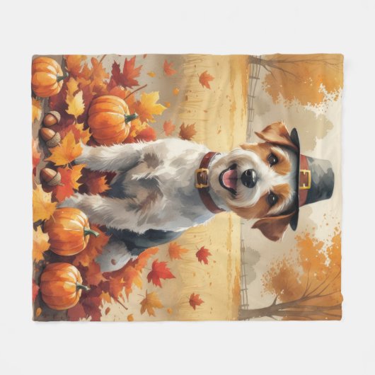 Biewer Terrier in de herfst verlaat Thanksgiving k Fleece Deken (Voorkant (Horizontaal))
