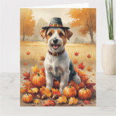 Biewer Terrier in de herfst verlaat Thanksgiving k Kaart (Voorkant)