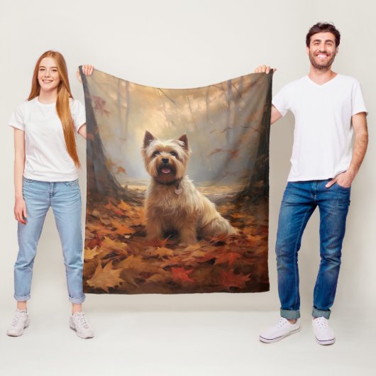 Biewer Terrier in Herfst laat Herfst inspireren Fleece Deken (In situ)