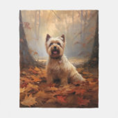 Biewer Terrier in Herfst laat Herfst inspireren Fleece Deken (Voorkant)