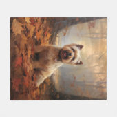 Biewer Terrier in Herfst laat Herfst inspireren Fleece Deken (Voorkant (Horizontaal))