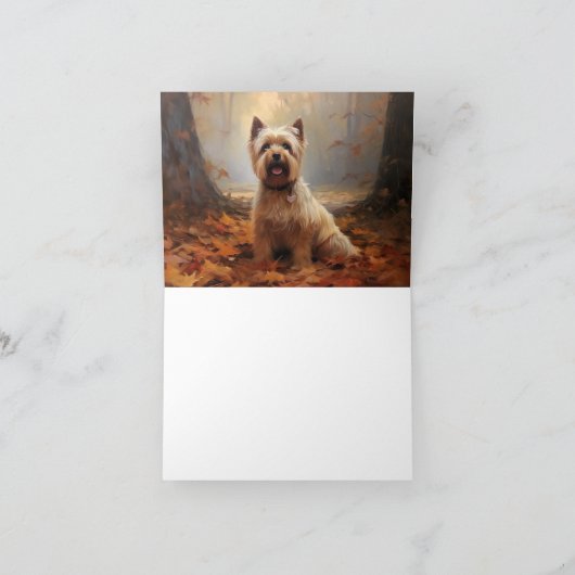 Biewer Terrier in Herfst laat Herfst inspireren Kaart (Binnen)