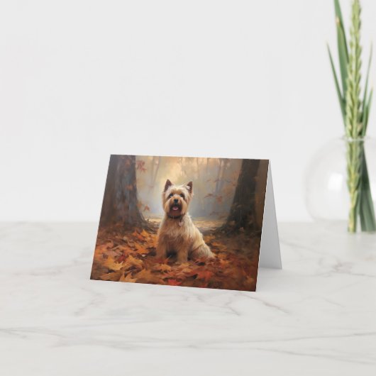 Biewer Terrier in Herfst laat Herfst inspireren Kaart (Voorkant)